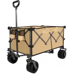 Collapsible Folding Wagon, Push Pull Foldable Beach Wagon Cart Collapsible Folding Wagon, Push Pull Foldable Beach Wagon Cart