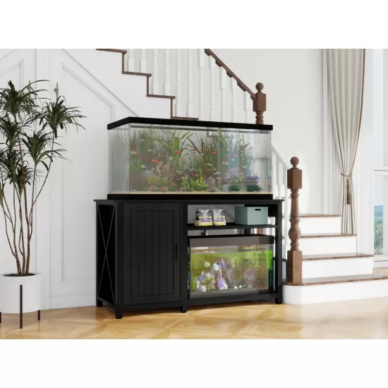Heavy Duty 55-75 Gallon Aquarium Stand with Power Outlets, Cabinet for Fish Tank Accessories Storage - Metal Fish Tank Stand Suitable for Fish Tank, Turtle Tank, 880LBS Capacity, Black Heavy Duty 55-75 Gallon Aquarium Stand with Power Outlets, Cabinet for Fish Tank Accessories Storage - Metal Fish Tank Stand Suitable for Fish Tank, Turtle Tank, 880LBS Capacity, Black