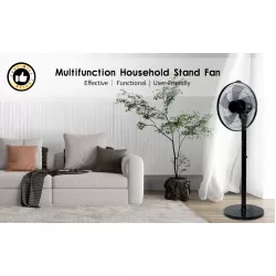 Simple Deluxe 14.5 Inch Adjustable 12 Levels Speed Pedestal Stand Fan with Remote Control for Indoor, Home, Office and College Dorm Use, 90 Degree Horizontal Oscillating, 9 Hours Timer, 14.5 Inch, Black