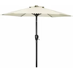 Simple Deluxe 7.5' Patio Outdoor Table Market Yard Umbrella with Push Button Tilt/Crank, 6 Sturdy Ribs for Garden, Deck, Backyard, Pool, 7.5ft, Beige