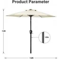 Simple Deluxe 7.5' Patio Outdoor Table Market Yard Umbrella with Push Button Tilt/Crank, 6 Sturdy Ribs for Garden, Deck, Backyard, Pool, 7.5ft, Beige