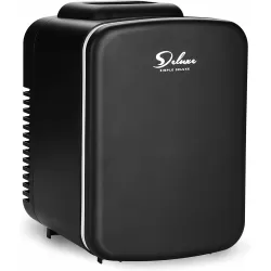Simple Deluxe Mini Fridge, 4L/6 Can Portable Cooler & Warmer Freon-Free Small Refrigerator Provide Compact Storage for Skincare, Beverage, Food, Cosmetics, Black