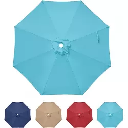 9' Patio Umbrella Replacement Canopy Outdoor Table Market Yard Umbrella Replacement Top Cover, Turquoise