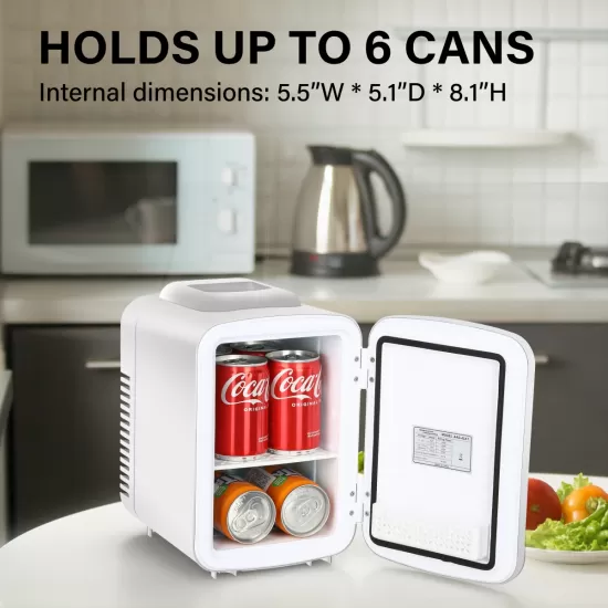 Mini Fridge, 4L/6 Can Portable Cooler & Warmer Freon-Free Small Refrigerator Provide Compact Storage for Skincare, Beverage, Food, Cosmetics, White Mini Fridge, 4L/6 Can Portable Cooler & Warmer Freon-Free Small Refrigerator Provide Compact Storage for Skincare, Beverage, Food, Cosmetics, White