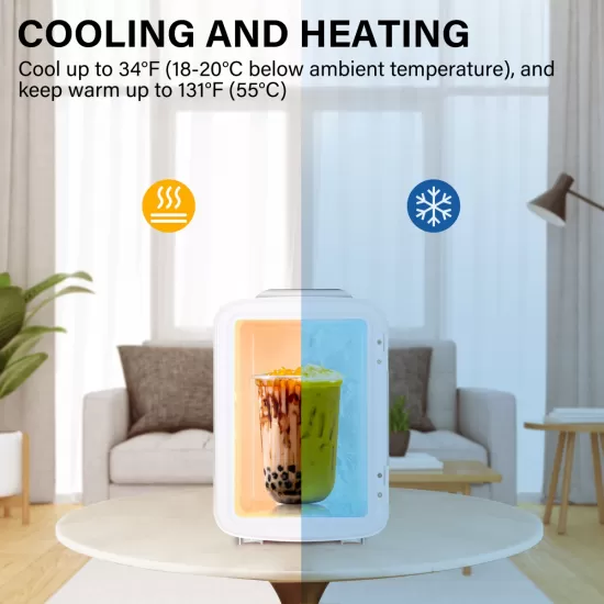 Mini Fridge, 4L/6 Can Portable Cooler & Warmer Freon-Free Small Refrigerator Provide Compact Storage for Skincare, Beverage, Food, Cosmetics, White Mini Fridge, 4L/6 Can Portable Cooler & Warmer Freon-Free Small Refrigerator Provide Compact Storage for Skincare, Beverage, Food, Cosmetics, White