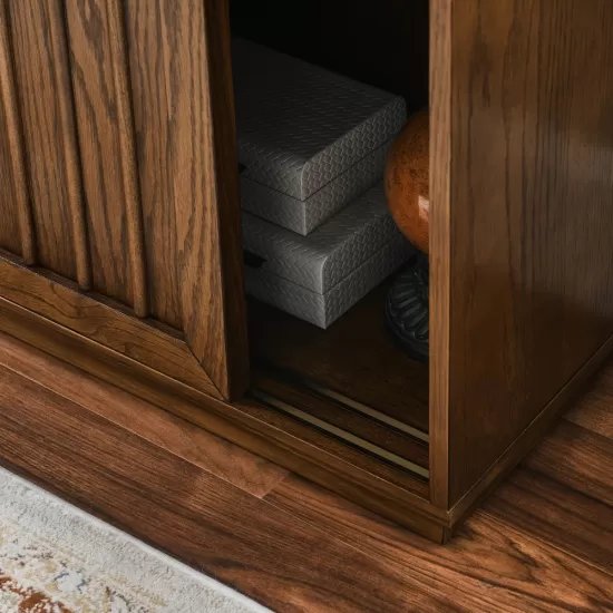 Mid Century Sideboard with 2 Sliding Door & Solid Wood Decorative Strips, Storage Cabinet for Living Room, Kitchen, Dining, Entryway, Hallway Mid Century Sideboard with 2 Sliding Door & Solid Wood Decorative Strips, Storage Cabinet for Living Room, Kitchen, Dining, Entryway, Hallway