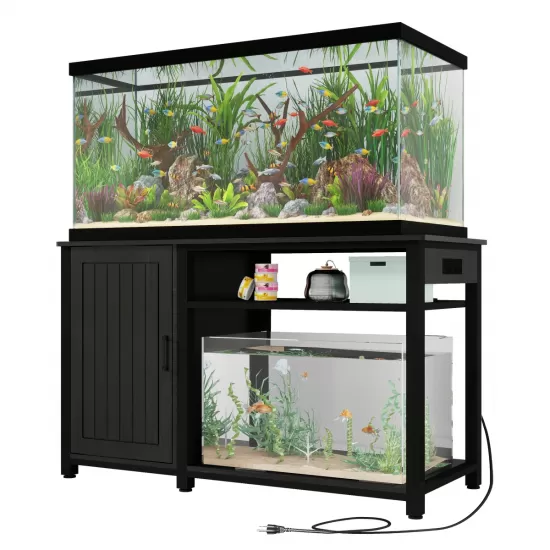 Heavy Duty 55-75 Gallon Aquarium Stand with Power Outlets, Cabinet for Fish Tank Accessories Storage - Metal Fish Tank Stand Suitable for Fish Tank, Turtle Tank, 880LBS Capacity, Black Heavy Duty 55-75 Gallon Aquarium Stand with Power Outlets, Cabinet for Fish Tank Accessories Storage - Metal Fish Tank Stand Suitable for Fish Tank, Turtle Tank, 880LBS Capacity, Black