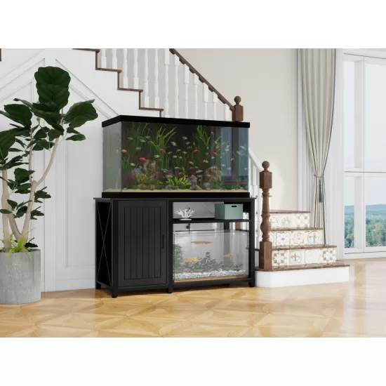 Heavy Duty 55-75 Gallon Aquarium Stand with Power Outlets, Cabinet for Fish Tank Accessories Storage - Metal Fish Tank Stand Suitable for Fish Tank, Turtle Tank, 880LBS Capacity, Black Heavy Duty 55-75 Gallon Aquarium Stand with Power Outlets, Cabinet for Fish Tank Accessories Storage - Metal Fish Tank Stand Suitable for Fish Tank, Turtle Tank, 880LBS Capacity, Black