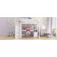 Wood Full Size Loft Bed with Built-in Wardrobe, Desk, Storage Shelves and Drawers, White Wood Full Size Loft Bed with Built-in Wardrobe, Desk, Storage Shelves and Drawers, White