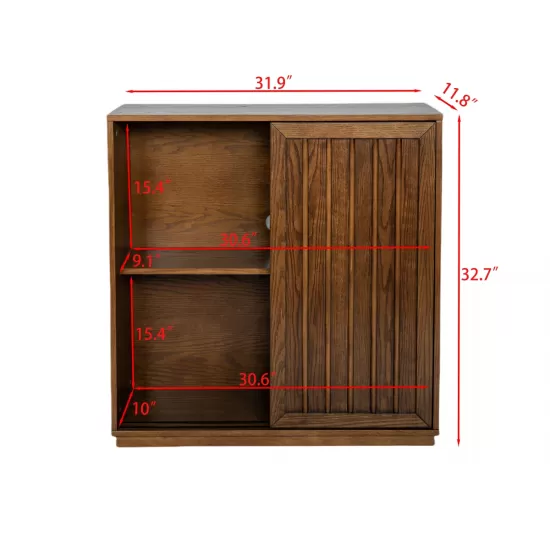 Mid Century Sideboard with 2 Sliding Door & Solid Wood Decorative Strips, Storage Cabinet for Living Room, Kitchen, Dining, Entryway, Hallway Mid Century Sideboard with 2 Sliding Door & Solid Wood Decorative Strips, Storage Cabinet for Living Room, Kitchen, Dining, Entryway, Hallway