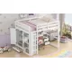 Wood Full Size Loft Bed with Built-in Wardrobe, Desk, Storage Shelves and Drawers, White Wood Full Size Loft Bed with Built-in Wardrobe, Desk, Storage Shelves and Drawers, White