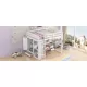 Wood Full Size Loft Bed with Built-in Wardrobe, Desk, Storage Shelves and Drawers, White Wood Full Size Loft Bed with Built-in Wardrobe, Desk, Storage Shelves and Drawers, White