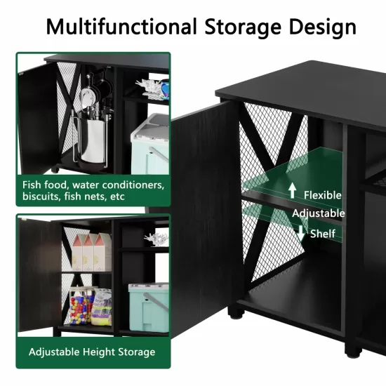 Heavy Duty 55-75 Gallon Aquarium Stand with Power Outlets, Cabinet for Fish Tank Accessories Storage - Metal Fish Tank Stand Suitable for Fish Tank, Turtle Tank, 880LBS Capacity, Black Heavy Duty 55-75 Gallon Aquarium Stand with Power Outlets, Cabinet for Fish Tank Accessories Storage - Metal Fish Tank Stand Suitable for Fish Tank, Turtle Tank, 880LBS Capacity, Black