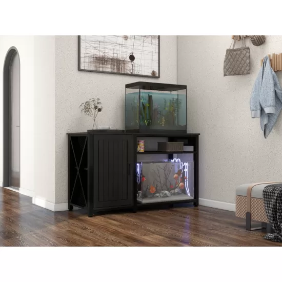 Heavy Duty 55-75 Gallon Aquarium Stand with Power Outlets, Cabinet for Fish Tank Accessories Storage - Metal Fish Tank Stand Suitable for Fish Tank, Turtle Tank, 880LBS Capacity, Black Heavy Duty 55-75 Gallon Aquarium Stand with Power Outlets, Cabinet for Fish Tank Accessories Storage - Metal Fish Tank Stand Suitable for Fish Tank, Turtle Tank, 880LBS Capacity, Black
