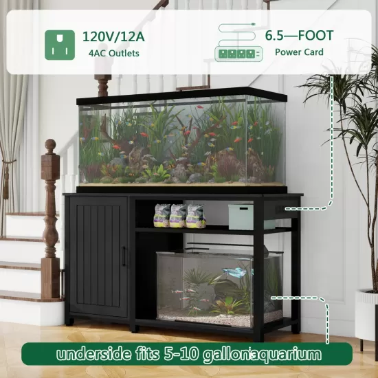 Heavy Duty 55-75 Gallon Aquarium Stand with Power Outlets, Cabinet for Fish Tank Accessories Storage - Metal Fish Tank Stand Suitable for Fish Tank, Turtle Tank, 880LBS Capacity, Black Heavy Duty 55-75 Gallon Aquarium Stand with Power Outlets, Cabinet for Fish Tank Accessories Storage - Metal Fish Tank Stand Suitable for Fish Tank, Turtle Tank, 880LBS Capacity, Black