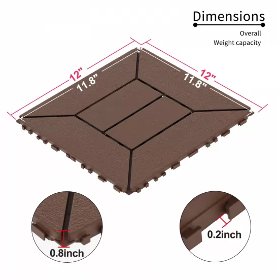 New Style 12 Inch Patio Deck Tiles, DIY Module Interlocking Decking Tiles Floor Tile,Easy and Quick Installation Court Tiles for Porch Poolside Balcony Backyard 44pcs Red Brown New Style 12 Inch Patio Deck Tiles, DIY Module Interlocking Decking Tiles Floor Tile,Easy and Quick Installation Court Tiles for Porch Poolside Balcony Backyard 44pcs Red Brown