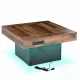 ON-TREND 31.4'' x 31.4'' Farmhouse Coffee Table with 2 USB Ports and Outlets, Brown Spliced Wood Grain Center Table with LED Light, Rustic Cocktail Table with Charging Station for Living Room, Black ON-TREND 31.4'' x 31.4'' Farmhouse Coffee Table with 2 USB Ports and Outlets, Brown Spliced Wood Grain Center Table with LED Light, Rustic Cocktail Table with Charging Station for Living Room, Black
