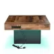 ON-TREND 31.4'' x 31.4'' Farmhouse Coffee Table with 2 USB Ports and Outlets, Brown Spliced Wood Grain Center Table with LED Light, Rustic Cocktail Table with Charging Station for Living Room, Black ON-TREND 31.4'' x 31.4'' Farmhouse Coffee Table with 2 USB Ports and Outlets, Brown Spliced Wood Grain Center Table with LED Light, Rustic Cocktail Table with Charging Station for Living Room, Black