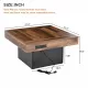ON-TREND 31.4'' x 31.4'' Farmhouse Coffee Table with 2 USB Ports and Outlets, Brown Spliced Wood Grain Center Table with LED Light, Rustic Cocktail Table with Charging Station for Living Room, Black ON-TREND 31.4'' x 31.4'' Farmhouse Coffee Table with 2 USB Ports and Outlets, Brown Spliced Wood Grain Center Table with LED Light, Rustic Cocktail Table with Charging Station for Living Room, Black