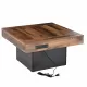 ON-TREND 31.4'' x 31.4'' Farmhouse Coffee Table with 2 USB Ports and Outlets, Brown Spliced Wood Grain Center Table with LED Light, Rustic Cocktail Table with Charging Station for Living Room, Black ON-TREND 31.4'' x 31.4'' Farmhouse Coffee Table with 2 USB Ports and Outlets, Brown Spliced Wood Grain Center Table with LED Light, Rustic Cocktail Table with Charging Station for Living Room, Black