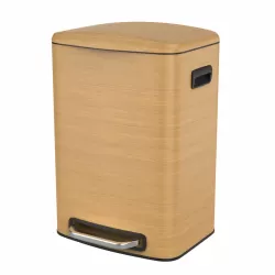 Curved Surface 13 Gallon 50L Kitchen Foot Pedal Operated Soft Close Trash Can - Stainless Steel Rectangular Bustbin with 30 Garbage Bags -Wood Texture Curved Surface 13 Gallon 50L Kitchen Foot Pedal Operated Soft Close Trash Can - Stainless Steel Rectangular Bustbin with 30 Garbage Bags -Wood Texture