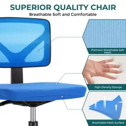 Sweetcrispy Armless Desk Chair Small Home Office Chair with Lumbar Support