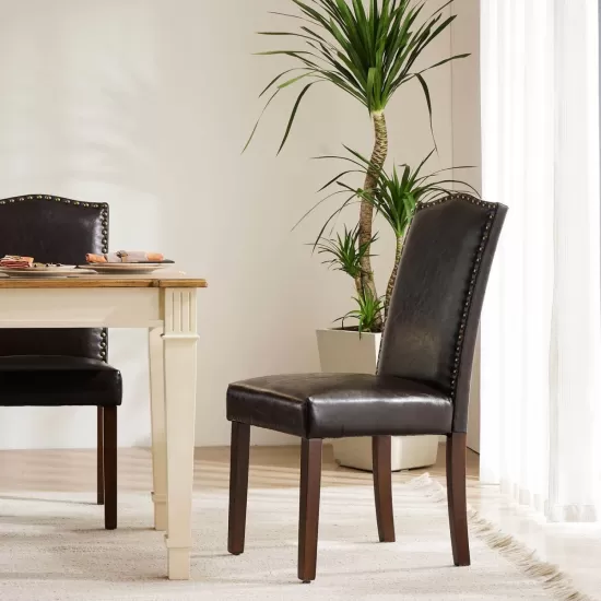 Modern Armless Dining Chairs With Upholstered Fabric,Black,2P Modern Armless Dining Chairs With Upholstered Fabric,Black,2P