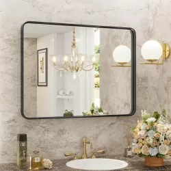Bathroom Mirror Vanity Mirror for Wall,Aluminum Alloy Framed Wall Mirror Farmhouse,40 Inch ×30 Inch  Bathroom Mirror Vanity Mirror for Wall,Aluminum Alloy Framed Wall Mirror Farmhouse,40 Inch ×30 Inch