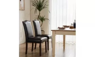 Modern Armless Dining Chairs: Stylish Upholstered Fabric Seating for $99.06 (2P, Black)