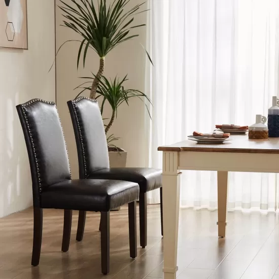 Modern Armless Dining Chairs With Upholstered Fabric,Black,2P Modern Armless Dining Chairs With Upholstered Fabric,Black,2P