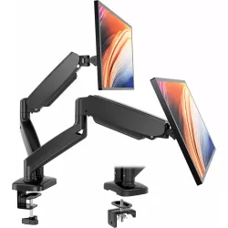 Dual monitor vertical arm, gas spring 2 monitor desktop mount adjustable height rotating stand, fits 13-32 inch computer screen, 17.6 LBS, 
Monitor stand black
