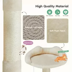 54in Cat tree, indoor cat high-rise multi-story tower, pet playroom with large apartment, beige 54in Cat tree, indoor cat high-rise multi-story tower, pet playroom with large apartment, beige