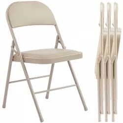 Folding Chair 2 Pack, Leather Padded Folding Chairs, Sturdy Metal Foldable Chairs, for Home, Office, Party, khaki 4 Pack Folding Chair 2 Pack, Leather Padded Folding Chairs, Sturdy Metal Foldable Chairs, for Home, Office, Party, khaki 4 Pack
