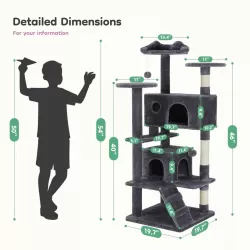 54in Cat tree, indoor cat high-rise multi-story tower, pet playroom with large apartment, dark grey 54in Cat tree, indoor cat high-rise multi-story tower, pet playroom with large apartment, dark grey