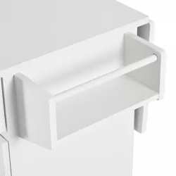 K&K 53.2''  Kitchen Island with Drop Leaf, Kitchen Storage Cart with Spice Rack, Towel Rack and 2 Drawers, Rolling Kitchen Island on Wheels with Adjustable Shelves for Kitchen, Dining Room, White