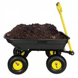 Garden Dump Cart with Steel Frame Outdoor Wagon with 10 Inch Pneumatic Tires, 55L Capacity, Black Garden Dump Cart with Steel Frame Outdoor Wagon with 10 Inch Pneumatic Tires, 55L Capacity, Black