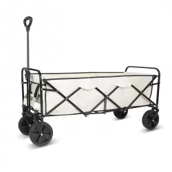 YSSOA Extended Folding Utility Wagon, 330LBS Heavy Loaded Collapsible Garden Cart with Anti-Slip Wheels, Adjustable Handle and Side Pockets, Large, White, X-Large YSSOA Extended Folding Utility Wagon, 330LBS Heavy Loaded Collapsible Garden Cart with Anti-Slip Wheels, Adjustable Handle and Side Pockets, Large, White, X-Large