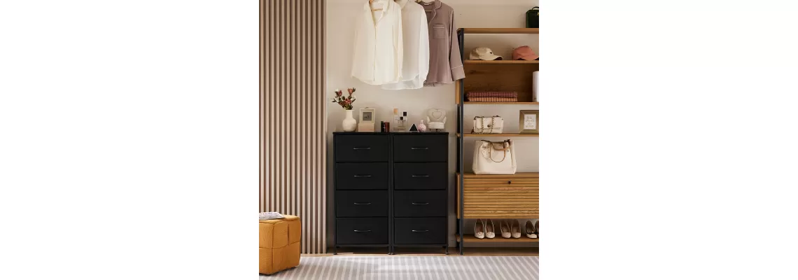5 Stylish Black Dresser Drawers with Metal Frame and Wood Top for $48.33 5 Stylish Black Dresser Drawers with Metal Frame and Wood Top for $48.33