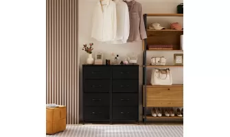 5 Stylish Black Dresser Drawers with Metal Frame and Wood Top for $48.33