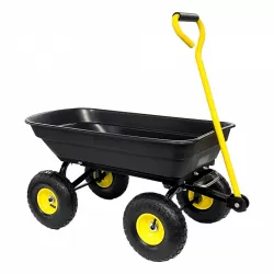 Garden Dump Cart with Steel Frame Outdoor Wagon with 10 Inch Pneumatic Tires, 55L Capacity, Black Garden Dump Cart with Steel Frame Outdoor Wagon with 10 Inch Pneumatic Tires, 55L Capacity, Black