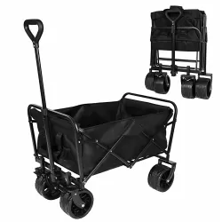 100L Collapsible Folding Beach Wagon Cart with 220Lbs Large Capacity, Wagons Carts Heavy Duty Foldable with Big Wheels for Sand, Garden, Camping 100L Collapsible Folding Beach Wagon Cart with 220Lbs Large Capacity, Wagons Carts Heavy Duty Foldable with Big Wheels for Sand, Garden, Camping