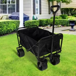 100L Collapsible Folding Beach Wagon Cart with 220Lbs Large Capacity, Wagons Carts Heavy Duty Foldable with Big Wheels for Sand, Garden, Camping 100L Collapsible Folding Beach Wagon Cart with 220Lbs Large Capacity, Wagons Carts Heavy Duty Foldable with Big Wheels for Sand, Garden, Camping