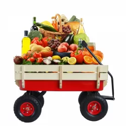 outdoor sport wagon tools cart wooden side panels air tires Wagon (red) outdoor sport wagon tools cart wooden side panels air tires Wagon (red)