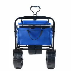 Folding Wagon Garden Shopping Beach Cart (Blue) Folding Wagon Garden Shopping Beach Cart (Blue)