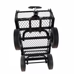 (Black solid wheels wagon cart) Solid wheels Tools cart Wagon Cart Garden cart trucks make it easier to transport firewood (Black solid wheels wagon cart) Solid wheels Tools cart Wagon Cart Garden cart trucks make it easier to transport firewood