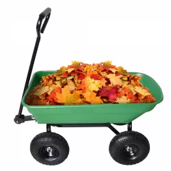 Garden Dump Cart with Steel Frame Outdoor Wagon with 10 Inch Pneumatic Tires, 55L Capacity, Green Garden Dump Cart with Steel Frame Outdoor Wagon with 10 Inch Pneumatic Tires, 55L Capacity, Green