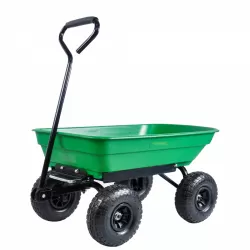 Garden Dump Cart with Steel Frame Outdoor Wagon with 10 Inch Pneumatic Tires, 55L Capacity, Green Garden Dump Cart with Steel Frame Outdoor Wagon with 10 Inch Pneumatic Tires, 55L Capacity, Green
