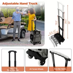 Able to serve as a rolling cooler, portable cooler or adjustable hand truck-Gray