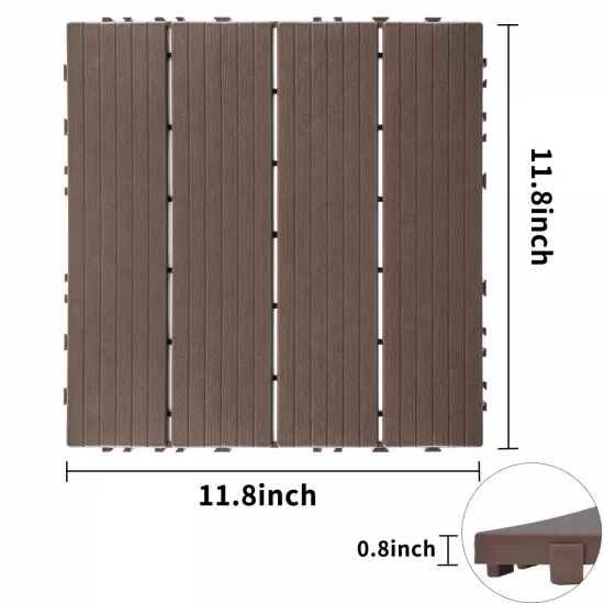 Plastic Interlocking Deck Tiles, 11.8 Inch x11.8 Inch (Pack of 44), Patio Flooring Outdoor Waterproof All Weather Use for Garden Poolside Front/Back Yard, Light Coffee Color Plastic Interlocking Deck Tiles, 11.8 Inch x11.8 Inch (Pack of 44), Patio Flooring Outdoor Waterproof All Weather Use for Garden Poolside Front/Back Yard, Light Coffee Color