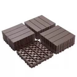Plastic Interlocking Deck Tiles, 11.8 Inch x11.8 Inch (Pack of 44), Patio Flooring Outdoor Waterproof All Weather Use for Garden Poolside Front/Back Yard, Light Coffee Color Plastic Interlocking Deck Tiles, 11.8 Inch x11.8 Inch (Pack of 44), Patio Flooring Outdoor Waterproof All Weather Use for Garden Poolside Front/Back Yard, Light Coffee Color